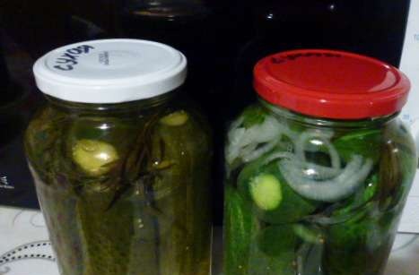 Pickled cucumbers dry sterilization