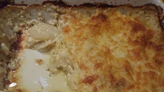 Patatas Dauphine con costra de queso al horno