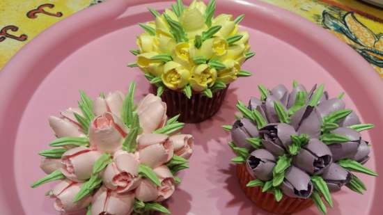 Cupcakes de caramelo Tulipanes para princesa