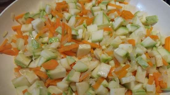 Cheese soup with zucchini and tomatoes