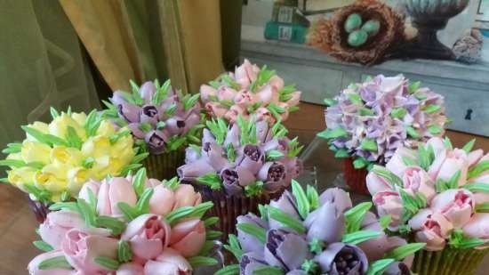 Cupcakes de caramelo Tulipanes para princesa