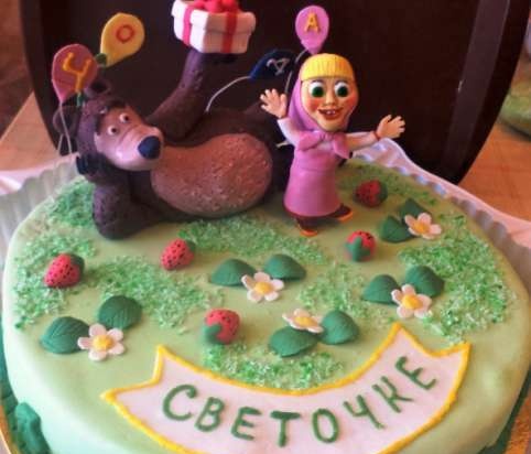 Mga cake batay sa cartoon na Masha at sa Bear