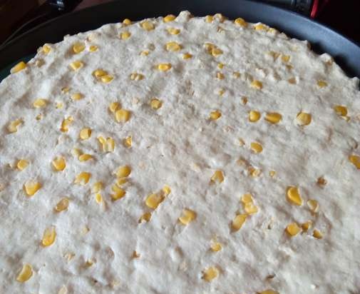 Yeast tortilla with cornmeal and sweet corn in Princess Pizza Maker