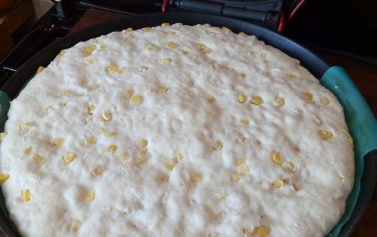 Yeast tortilla with cornmeal and sweet corn in Princess Pizza Maker