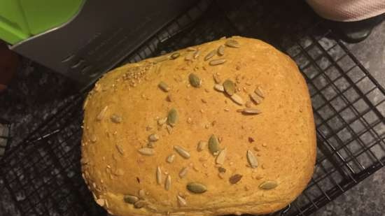 Pan de calabaza con harina integral en la panificadora Panasonic 2500-2512