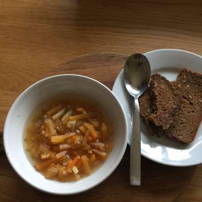 Lean turnip cabbage soup with buckwheat