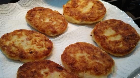 Potato cutlets with bacon and onions