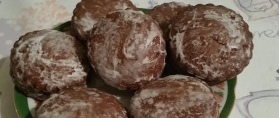 Pan de jengibre magro de chocolate y miel en glaseado de azúcar con amonio