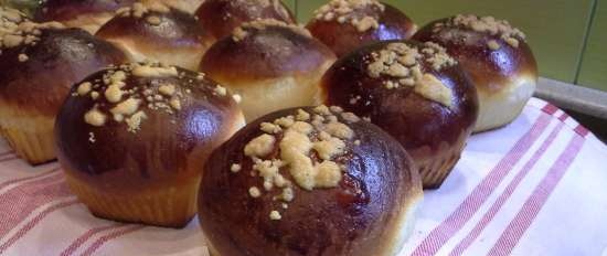 Rollitos de natillas con streusel