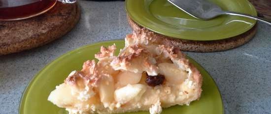 Tarta de manzana con natillas y turrón de almendras