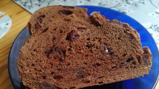 Sourdough chocolate bread with dried apricots