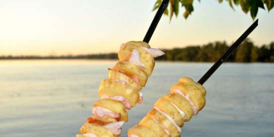 Potatoes on skewers