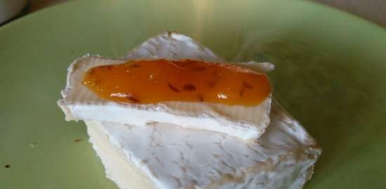 Apricot jam with caraway seeds as a flavoring addition to cheese