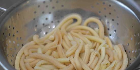 Bucatini fatti in casa con verdure e besciamella