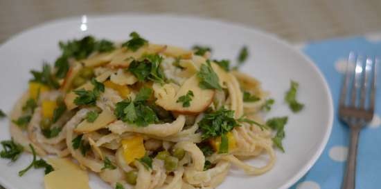 Bucatini fatti in casa con verdure e besciamella