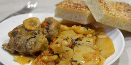 Osso buco con frijoles y patatas