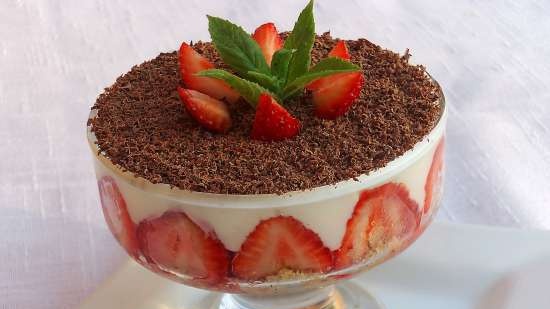 Strawberry-curd dessert on a biscuit-nut base