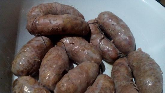 Homemade fried sausage based on Donbasskaya sausage