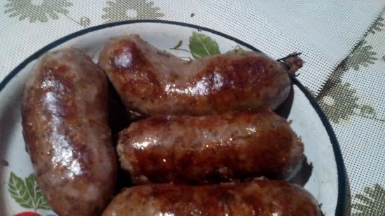 Homemade fried sausage based on Donbasskaya sausage