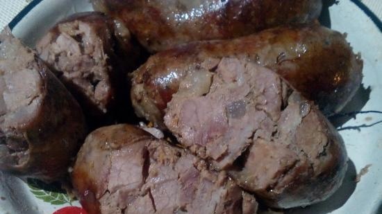 Homemade fried sausage based on Donbasskaya sausage