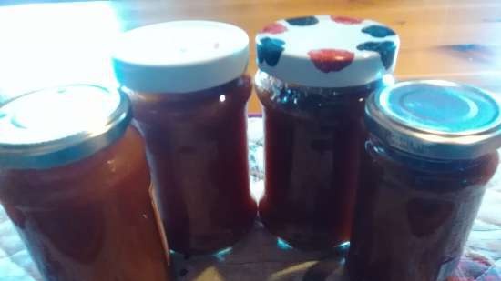 Marmellata densa / purea di bacche succose (frutta, verdura) senza addensanti nel microonde (ad esempio, albicocche e ciliegie)