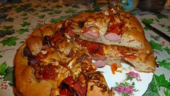 Pizza-răchită într-un cuptor pentru pizza (e)