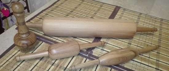 Rolling pins and scrapers for dough