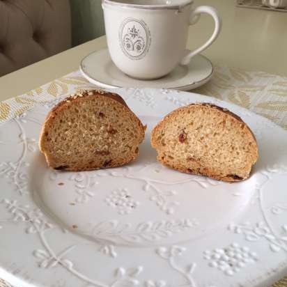 Portion wheat and corn bread for breakfast