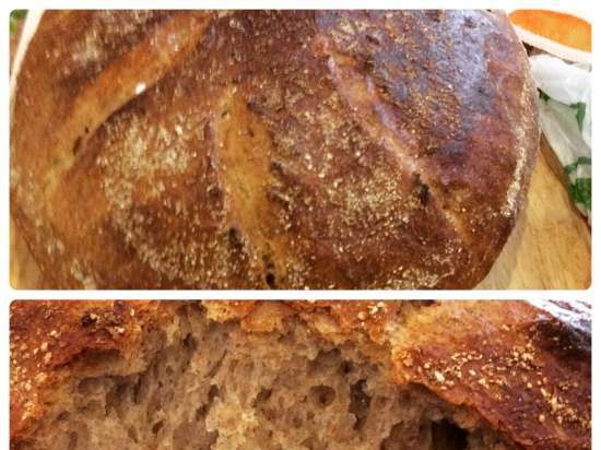 Pane di segale e grano senza impastare