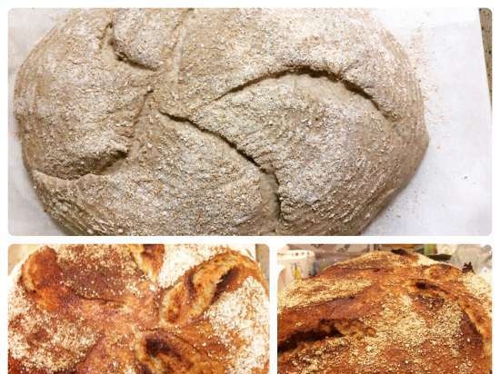 Pane di segale e grano senza impastare