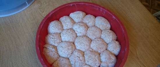 Portion whole grain bread with sour cream and flaxseed flour