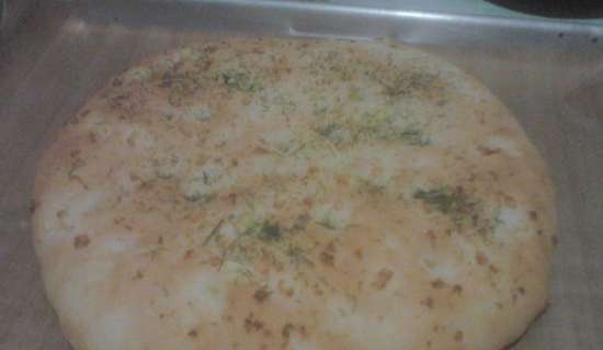 Focaccia con ajo y eneldo