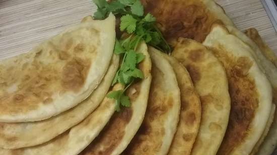 Chebureks محلية الصنع (عجين على الكفير)