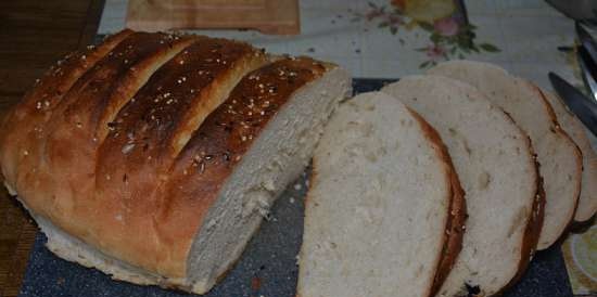 Wheat bread on ripe dough (self-leavening)