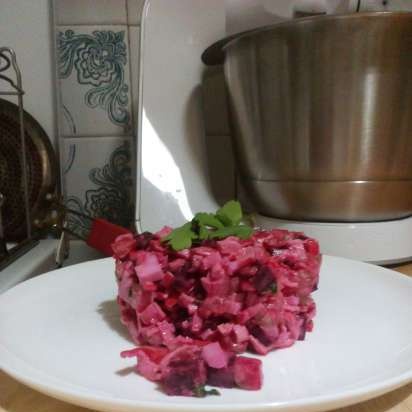 Vinaigrette rosa con bastoncini di granchio