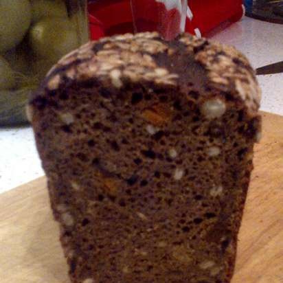 Brewed rye bread with dried fruits and nuts