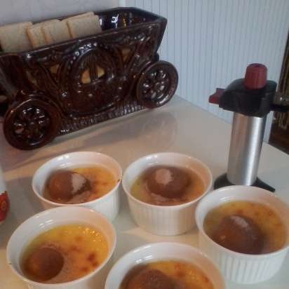 Creamy dessert with caramel crust Creme brulee