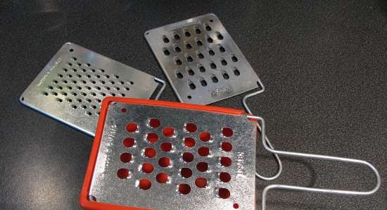 Vegetable graters and shredders, kevlar gloves