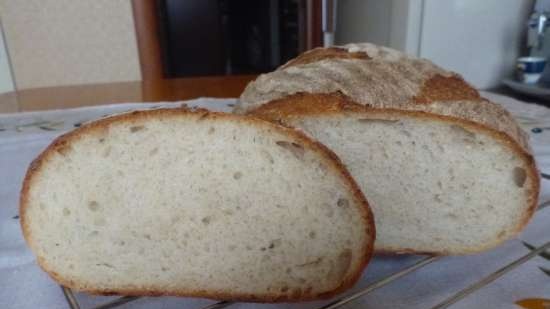 Wheat bread on ripe dough (self-leavening)