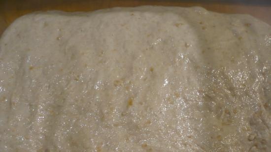 Bread dough with cereal broth and wheat porridge