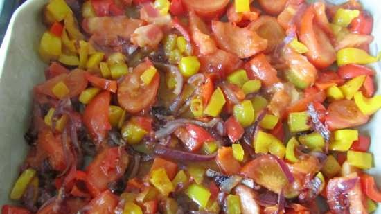 Trout baked in the oven with vegetables