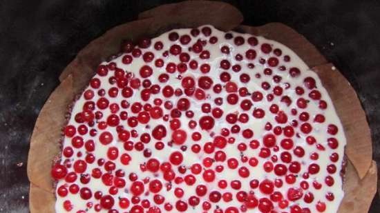 Brownie with cottage cheese and red currant