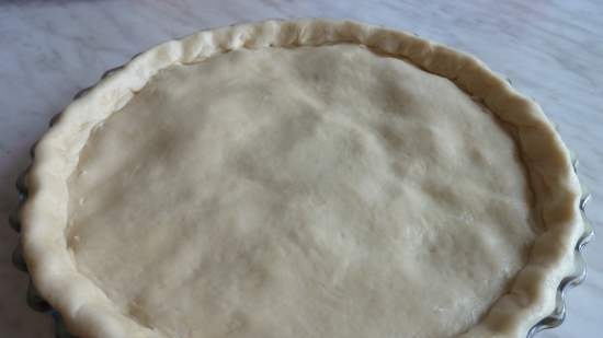 Torta di panna acida con cipolle verdi e uova