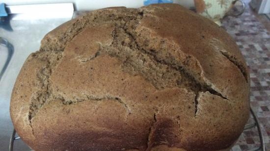 Pan de centeno con cerveza y suero en una panificadora Panasonic