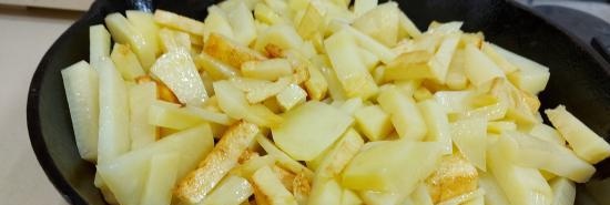 Aardappelen gebakken in een gietijzeren pan (+ video)