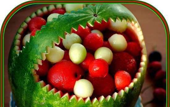 Watermelon basket with berries