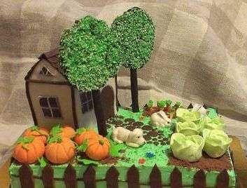 City. Garden. Country house. Vegetable garden (cakes)