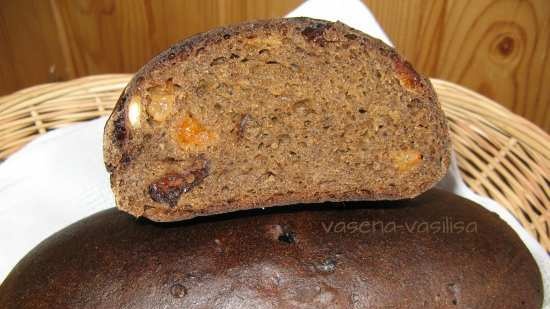 Brewed rye bread with dried fruits and nuts