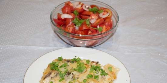 Herring casserole na may mga sibuyas at patatas