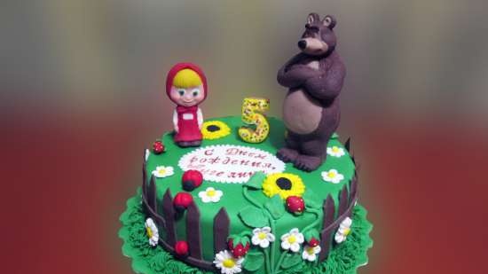 Mga cake batay sa cartoon na Masha at sa Bear